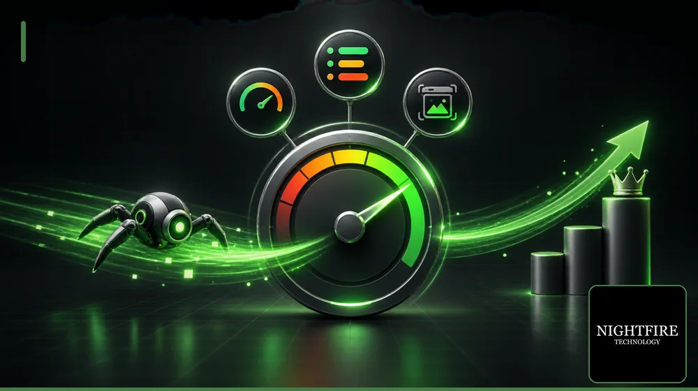 Abstract illustration of a speed gauge representing Core Web Vitals performance