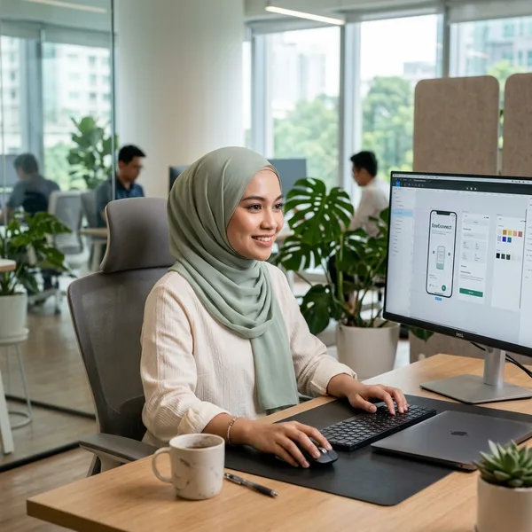 Malaysian web designer creating a website UI at Nightfire Tech
